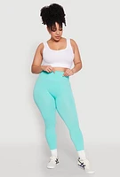 Womens Plus Size High Waisted Seamless Leggings, Blue, Size 2X-3X