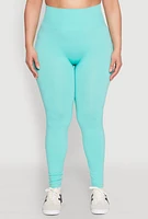 Womens Plus Size High Waisted Seamless Leggings, Blue, Size 2X-3X