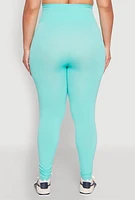 Womens Plus Size High Waisted Seamless Leggings, Blue, Size 2X-3X