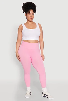 Womens Plus Size High Waisted Seamless Leggings, Pink, Size 2X-3X