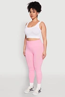Womens Plus Size High Waisted Seamless Leggings, Pink, Size 2X-3X