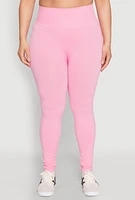Womens Plus Size High Waisted Seamless Leggings, Pink, Size 2X-3X