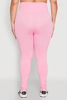 Womens Plus Size High Waisted Seamless Leggings, Pink, Size 2X-3X