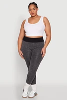 Womens Plus High Waisted Contrast Trim Leggings,
