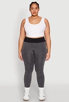 Womens Plus High Waisted Contrast Trim Leggings,