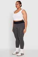Womens Plus High Waisted Contrast Trim Leggings,