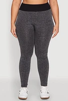 Womens Plus High Waisted Contrast Trim Leggings,