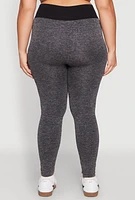 Womens Plus High Waisted Contrast Trim Leggings,