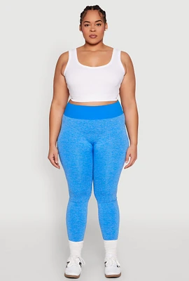 Womens Plus High Waisted Contrast Trim Leggings,