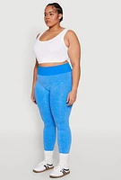 Womens Plus High Waisted Contrast Trim Leggings,