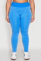 Womens Plus High Waisted Contrast Trim Leggings,