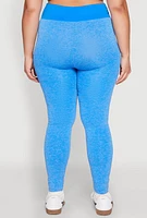 Womens Plus High Waisted Contrast Trim Leggings,
