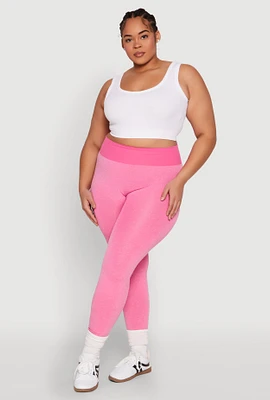Womens Plus High Waisted Contrast Trim Leggings, 1X-2X