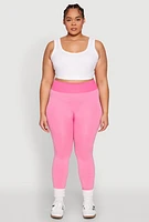 Womens Plus High Waisted Contrast Trim Leggings, 2X-3X