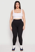 Womens Plus Size Side Laser Cut Seamless Leggings, Black, Size 2X-3X