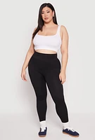 Womens Plus Size Side Laser Cut Seamless Leggings, Black, Size 2X-3X