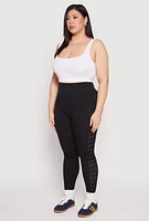 Womens Plus Size Side Laser Cut Seamless Leggings, Black, Size 2X-3X