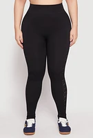 Womens Plus Side Laser Cut Seamless Leggings,