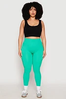 Womens Plus Size Side Laser Cut Seamless Leggings, Green, Size 1X-2X