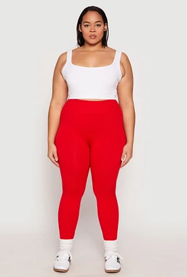 Womens Plus Size Seamless High Waisted Leggings, Red, Size 2X-3X