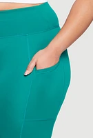 Womens Plus Size High Waist Side Pocket Leggings, Green, Size 1X