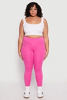 Womens Plus Size High Waist Side Pocket Leggings, Pink, Size 2X