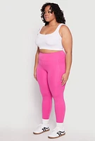 Womens Plus Size High Waist Side Pocket Leggings, Pink, Size 2X