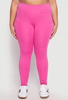 Womens Plus Size High Waist Side Pocket Leggings, Pink, Size 2X
