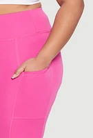 Womens Plus Size High Waist Side Pocket Leggings, Pink, Size 2X