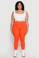 Womens Plus High Waist Side Pocket Leggings,