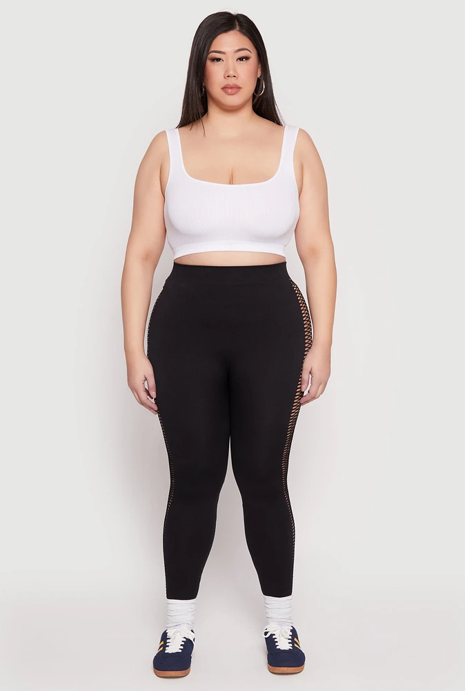 Womens Plus Seamless Cut Out Side Leggings,