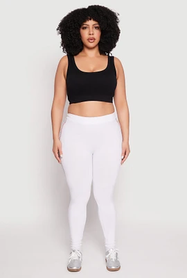 Womens Plus Size Seamless Cut Out Side Leggings, White, Size 2X-3X