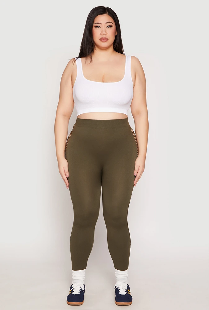 Womens Plus Seamless Cut Out Side Leggings,
