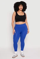 Womens Plus Size Seamless Cut Out Side Leggings, Blue, Size 2X-3X