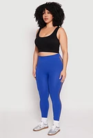 Womens Plus Size Seamless Cut Out Side Leggings, Blue, Size 2X-3X