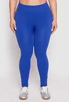 Womens Plus Size Seamless Cut Out Side Leggings, Blue, Size 2X-3X