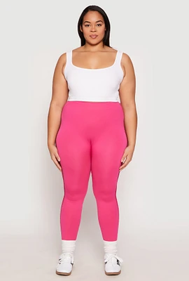 Womens Plus Size Seamless Cut Out Side Leggings, Pink, Size 1X-2X