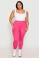 Womens Plus Size Seamless Cut Out Side Leggings, Pink, Size 1X-2X