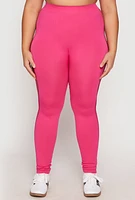 Womens Plus Size Seamless Cut Out Side Leggings, Pink, Size 1X-2X
