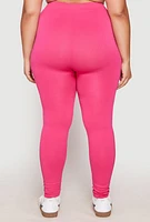 Womens Plus Size Seamless Cut Out Side Leggings, Pink, Size 1X-2X