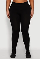 Womens Plus Size High Waisted Greek Key Side Stripe Leggings, Black, Size 1X-2X