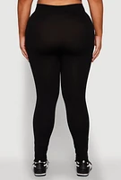 Womens Plus Size High Waisted Greek Key Side Stripe Leggings, Black, Size 1X-2X