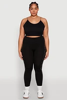 Womens Plus Size Rhinestone Blessed Seamless Leggings, Black, Size 1X-2X