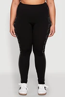 Womens Plus Size Rhinestone Blessed Seamless Leggings, Black, Size 1X-2X