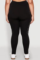 Womens Plus Size Rhinestone Blessed Seamless Leggings, Black, Size 1X-2X