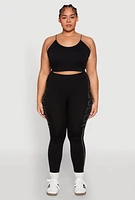 Womens Plus Size Queen Rhinestone Seamless Leggings, Black, Size 2X-3X