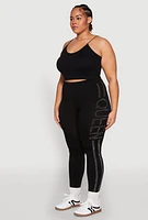 Womens Plus Size Queen Rhinestone Seamless Leggings, Black, Size 2X-3X