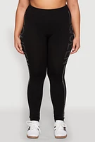 Womens Plus Size Queen Rhinestone Seamless Leggings, Black, Size 2X-3X