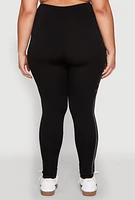 Womens Plus Size Queen Rhinestone Seamless Leggings, Black, Size 2X-3X