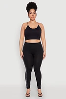 Womens Plus Size Seamless Rhinestone Chevron Print Leggings, Black, Size 1X-2X